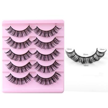 five pair new stylish solid color synthetic cross false eyelashes with box#8(length:35mm)
