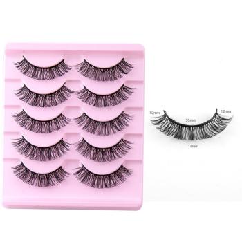five pair new stylish solid color synthetic cross false eyelashes with box#9(length:35mm)