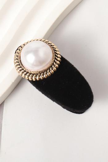one pc stylish new pearl decor velvet hair clip(length:2cm)