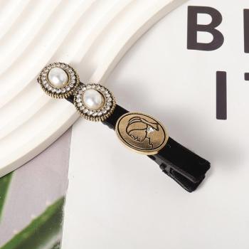 one pc stylish new pearl rhinestone decor hair clip(length:5.5cm)
