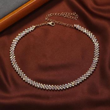 one pc full rhinestone alloy necklace(length:36+12cm)