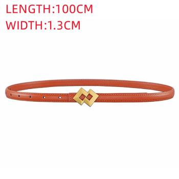 one pc stylish retro orange pu alloy button belt(length:100cm, width:1.3cm)