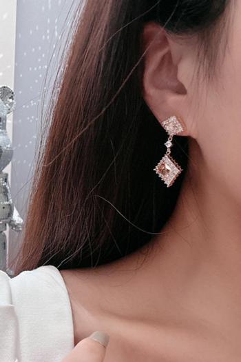 one pair new stylish orange square rhinestone earrings(length:3.5cm)