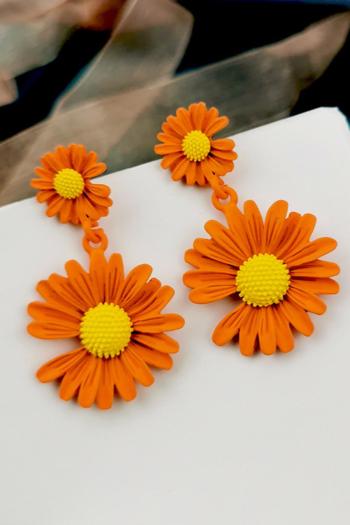 one pair new stylish 4 colors daisy shape orange earrings(length:4.4cm)
