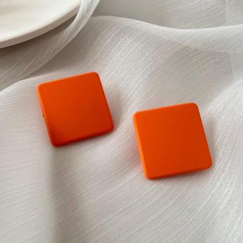 one pair new stylish 8 colors frosted square orange earrings(length:3cm)