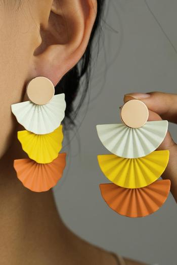 one pair new stylish contrast color sector alloy orange earrings(length:5.5cm)