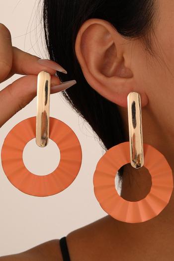 one pair new stylish round pendant orange earrings(length:7.5cm)