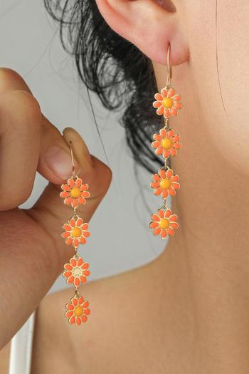 one pair new stylish 8 colors daisy shape long orange earrings(length:6cm)