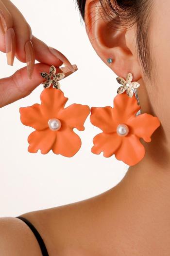 one pair new stylish orange flower pendant earrings(length:5.5cm)