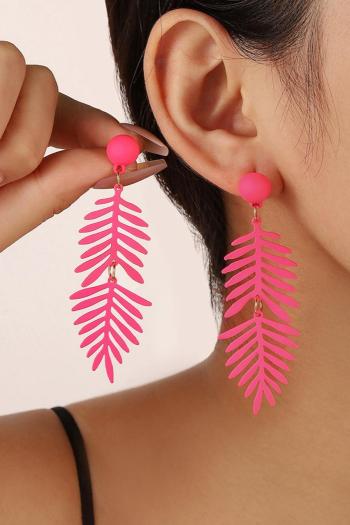 one pair new stylish solid color palm leaves shape long earrings(length:7.6cm)