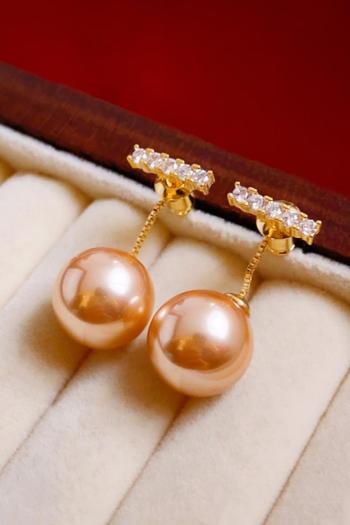 one pair simple rhinestone pearl pendant earrings(length:2.5cm)