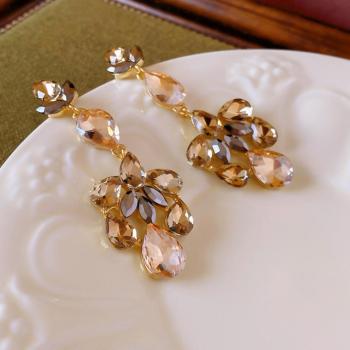 one pair water drop rhinestone pendant earrings(length:7cm)