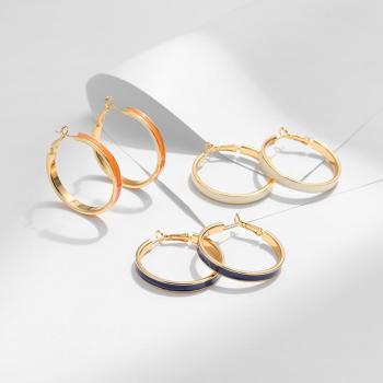 one pair simple orange circle shape earrings(length:4cm)