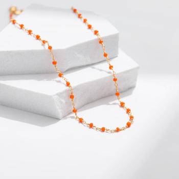 one pc stylish simple orange fine beads design necklace(length:39.5+6cm)