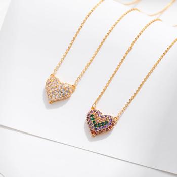 one pc rhinestone heart shape pendant necklace(length:39+6cm)