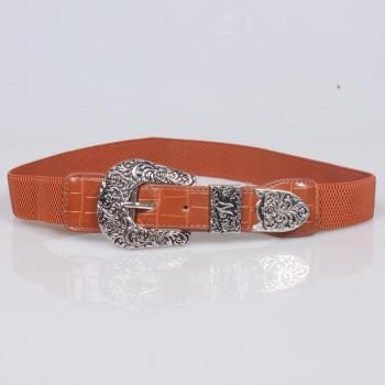 one pc new stretch orange pu alloy buckle  belt(length:68-72cm, width:3cm)