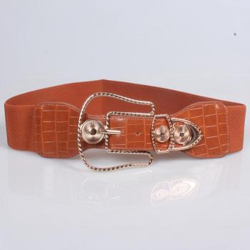 one pc stylish stretch stitching pu alloy buckle  belt(length:66-70cm,width:9cm)