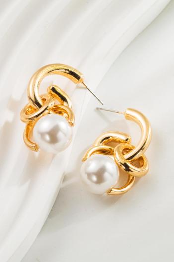one pair new stylish pearl decor alloy earrings(length:4cm)