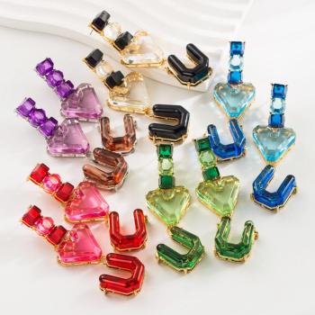 one pair new stylish 5 colors resin alloy earrings(length:8.1cm)