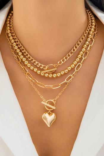 one set of stylish beaded alloy chain necklace(mixed length)