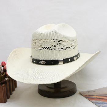 one pc stylish new summer pu decor weave beach straw hat