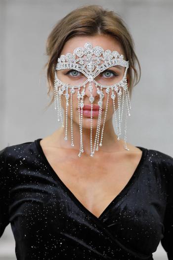 stylish light luxury rhinestones tassel decor party mask