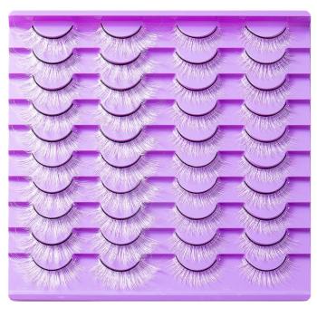 twenty pairs new synthetic cross stage makeup white false lashes#4(mixed length)