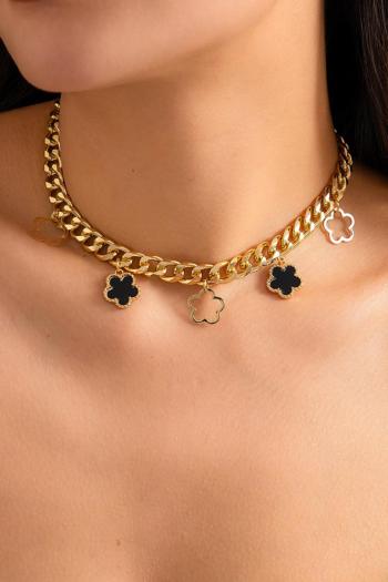 one pc stylish french elegant five-leaf clover simple style necklace