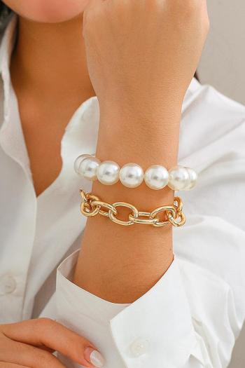 one pair stylish geometric imitation pearl bracelet