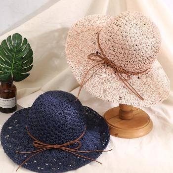 one pc stylish 10 colors bow summer beach breathable straw hat 56-58cm