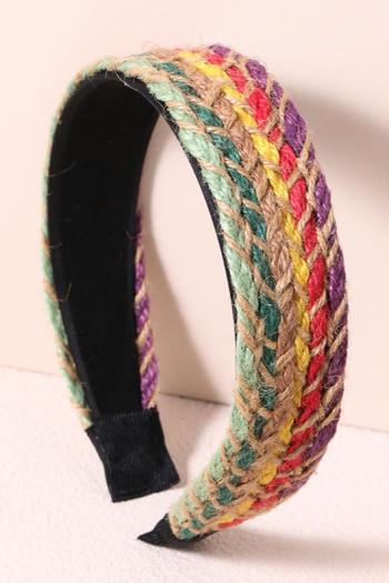 one pc stylish new weave multicolor straw beach hair hoop(width:3.8cm)