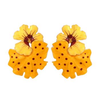 one pair stylish 4 colors floral leaf enamel earrings