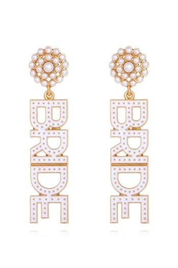 one pair stylish letters inlaid with imitation pearls drop earrings