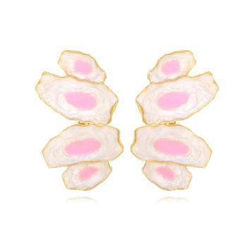 one pair stylish irregular floral enamel earrings