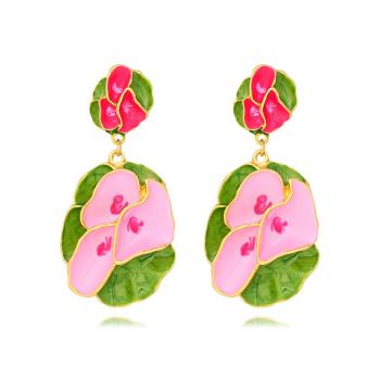 one pair stylish painted flower earrings