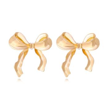 one pair stylish vintage bow metal earrings