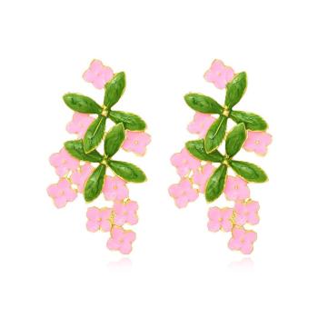 one pair stylish leaf flower earrings