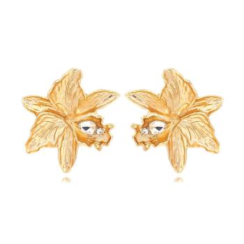 one pair stylish  two colors rhinestone flower earrings