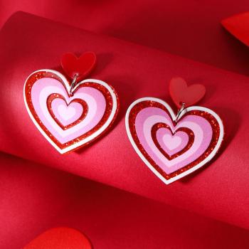 one pair new stylish acrylic heart-shaped pendant earrings (length:4.2cm)