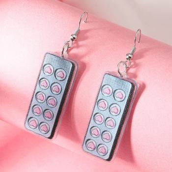 one pair nurses day acrylic heart shaped pills pendant earrings (length:6.2cm)