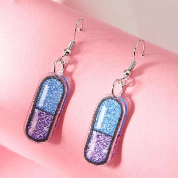 one pair nurses day acrylic capsule pendant earrings (length:5.3cm)