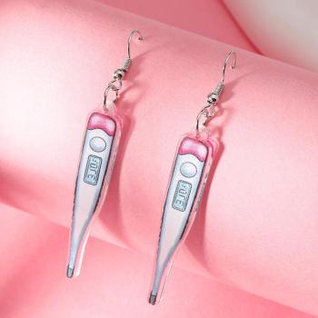 one pair nurses day acrylic clinical thermometer pendant earrings (length:7.2cm)