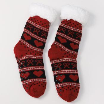 one pair new stylish heart jacquard warm crew socks