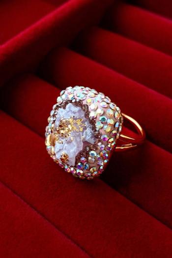 one pc stylish square crystal rhinestones ring