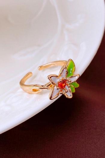 one pc stylish rhinestones flower ring