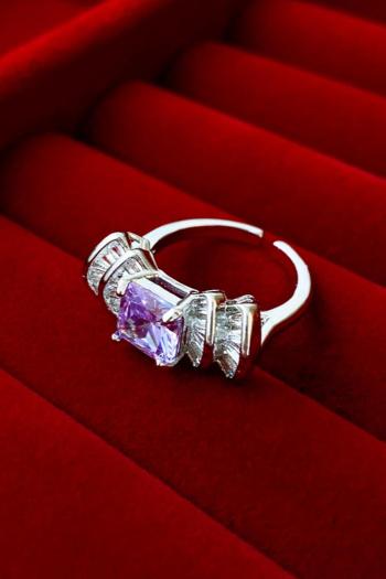 one pc stylish purple rhinestones open ring