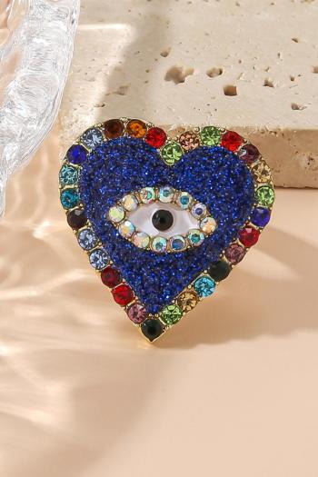 one pc stylish heart-shaped multicolor rhinestones ring