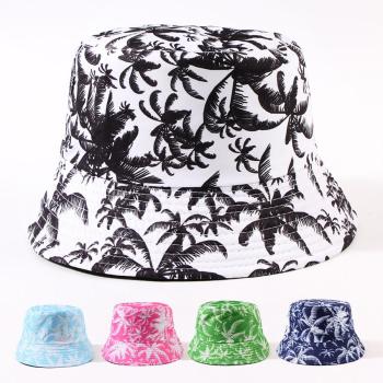 one pc stylish new 5 colors palm leaves batch printing bucket hat 57cm