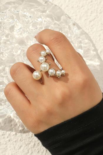 one pc stylish irregular imitation pearl open design ring