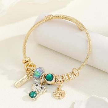 one pc stylish green cat pendant ornaments bracelet